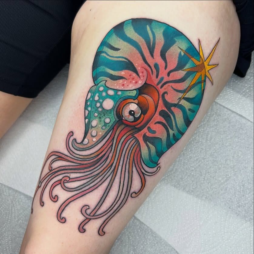 Iron Sky illustrative squid and star tattoo